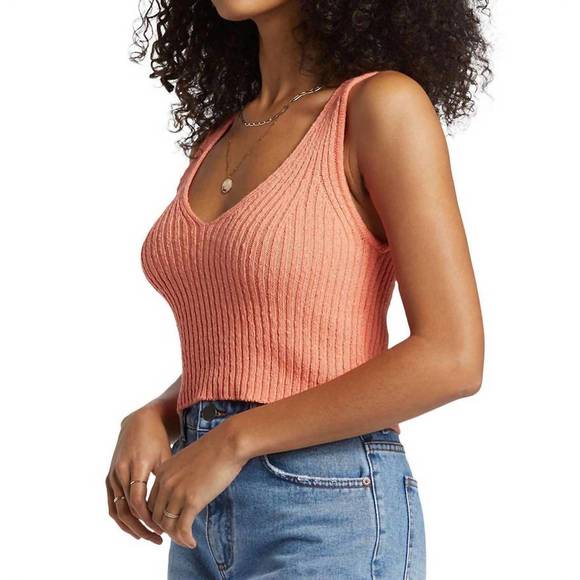 NEW BILLABONG ryann sweater tank top in peach paradise - Picture 2 of 5